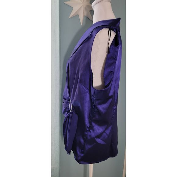Metaphor Top Wrap Style Blouse Women's XL Purple Sleeveless Plunging Surplice Ne - Picture 2 of 13